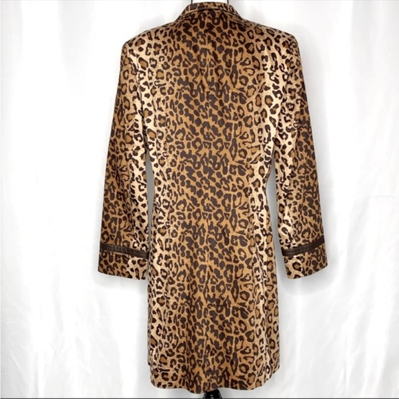 Host Pick! RARE DON CASTER TRUE Modern look VINTAGE LEOPARD/ LEATHER TRENCH - Picture 4 of 16
